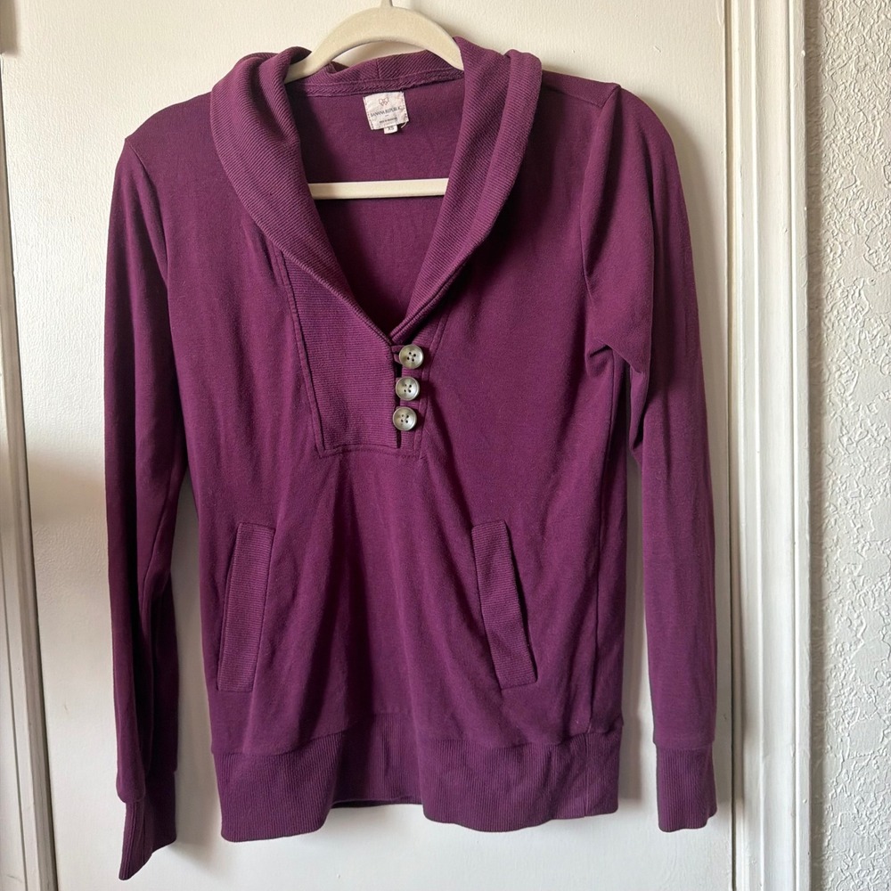 Banana Republic Womens Shawl Collar Layering Henley Purple XS Eggplant Plum